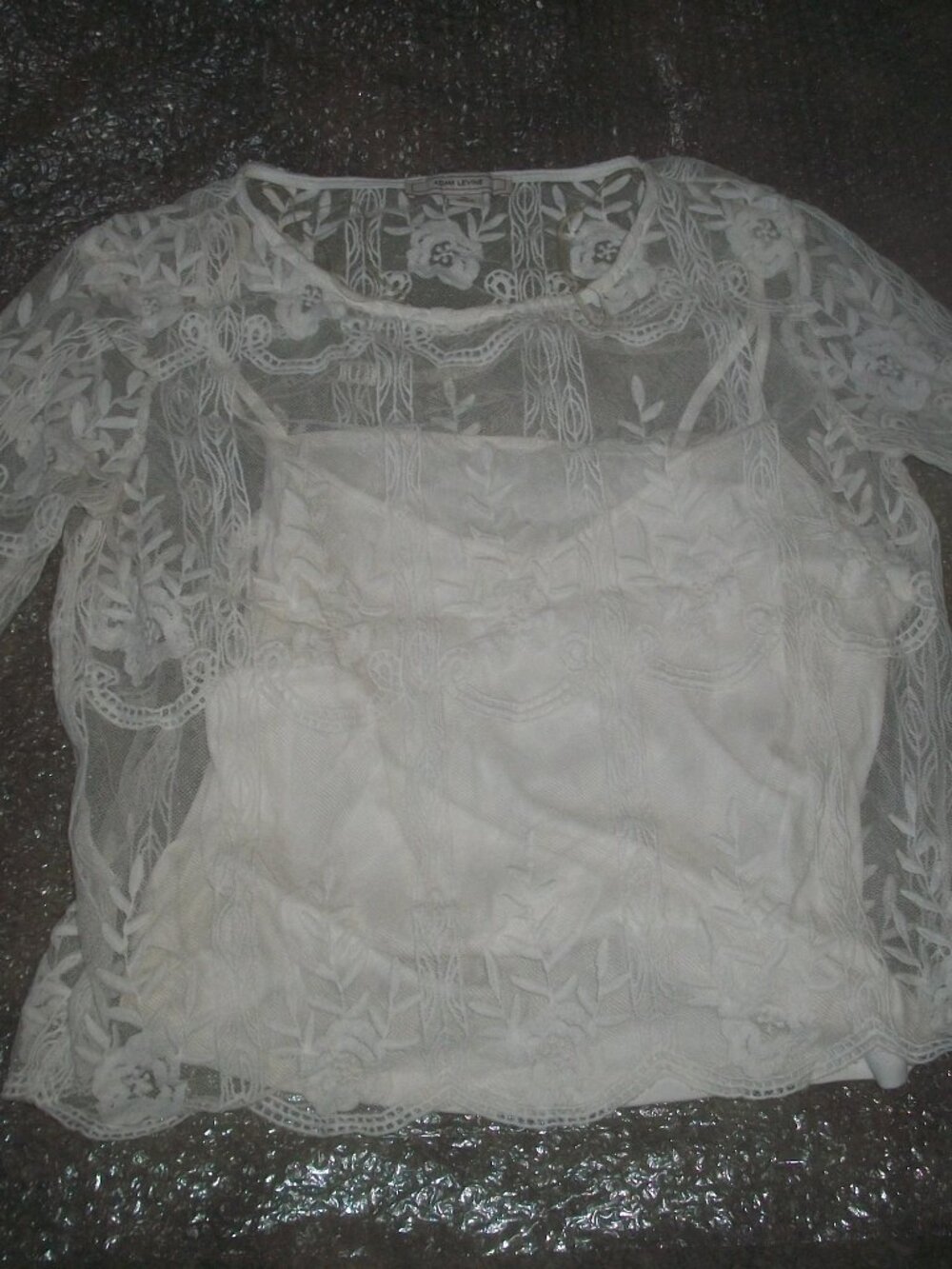 womens long sleeve white lace top. 2 pcs. Size large